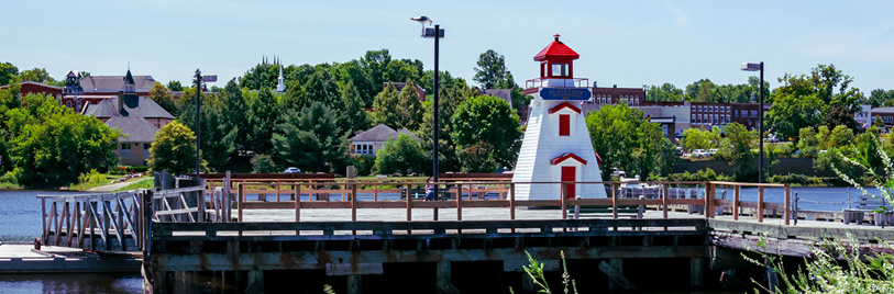 Lighthouse overlooking downtown St. Stephen New Brunswick